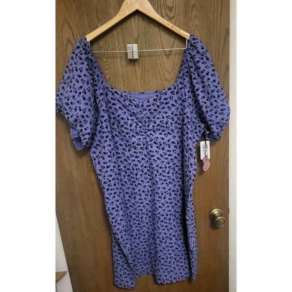 Torrid Betsey Johnson Mini Foxy Ruched Dress Purple Black Floral Size 4X/26